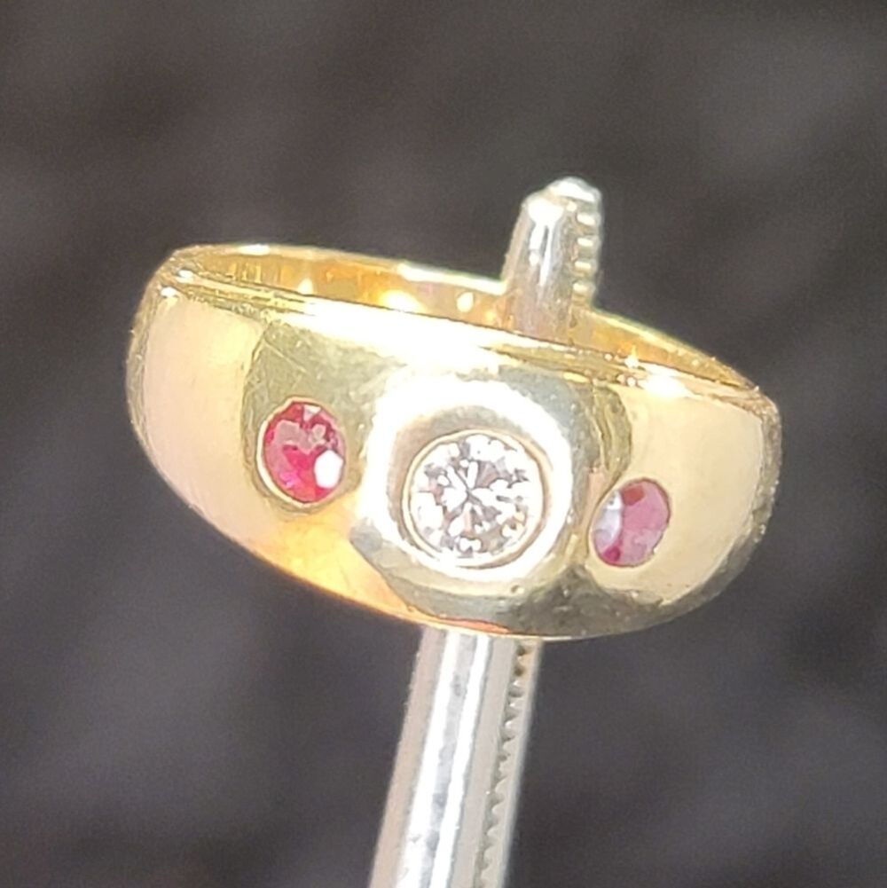 Marked ~ 14k GOLD ~ Natural Diamond 💎 & 2 Nice (Natural ?) Rubies ~ 5 grams Tot - Picture 15 of 16